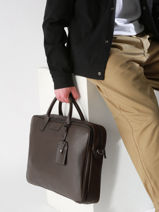 Leather Flandres Briefcase 2 Compartments Etrier Brown flandres EFLA8262-vue-porte