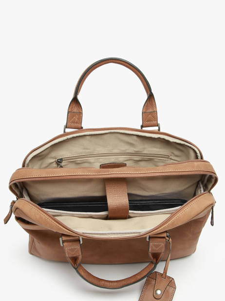 Leather Spider Briefcase 2 Compartments Etrier Brown spider ESPI8022 other view 3